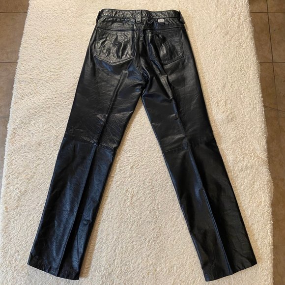 Brooks Black Genuine Leather Pants Size 30 - Picture 2 of 8